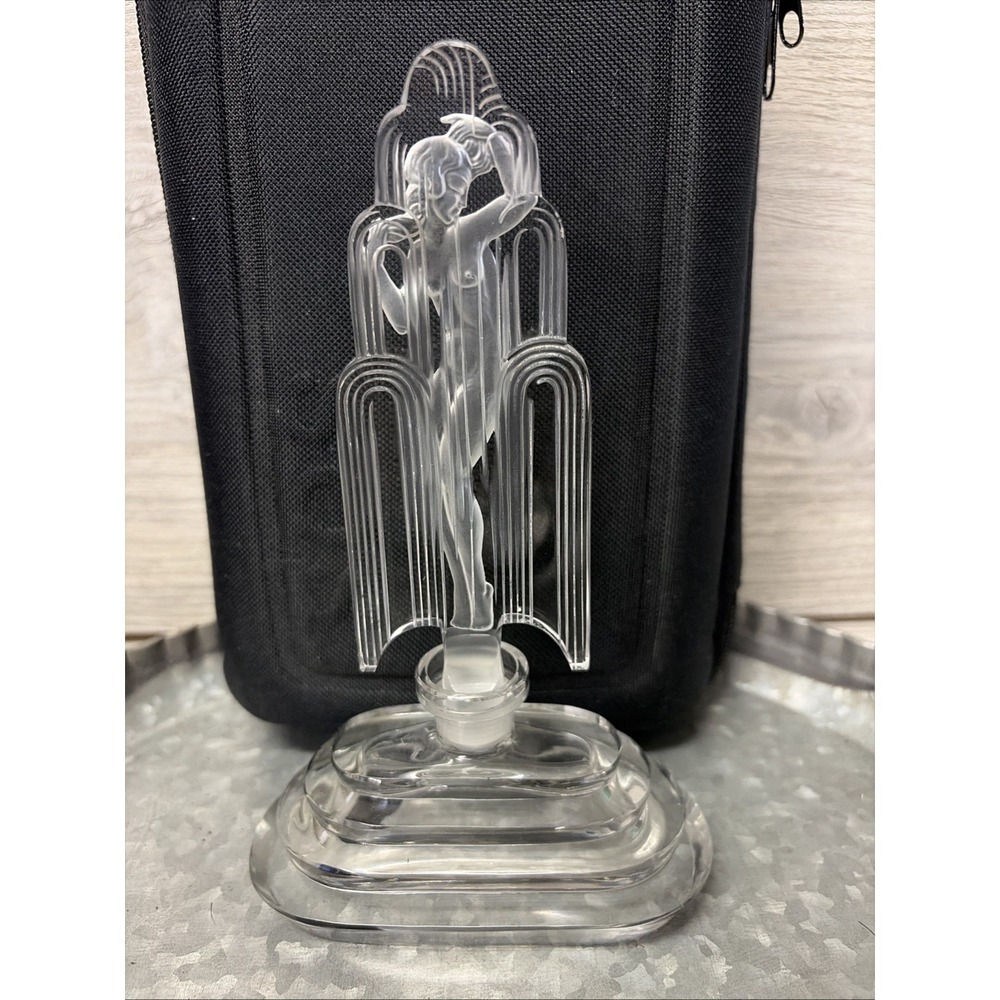 Czech Glassworks Art Deco Perfume Bottle, Nude Woman Fountain Bohemia CR (C5)